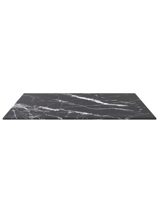 Galda virsma, melna, 60x60 cm, 6 mm, stikls ar marmora dizainu