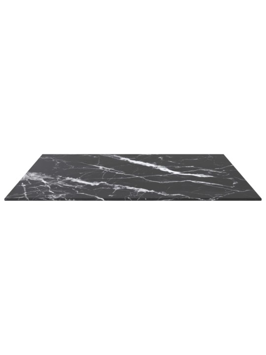 Galda virsma, melna, 70x70 cm, 6 mm, stikls ar marmora dizainu