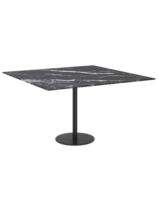 Galda virsma, melna, 70x70 cm, 6 mm, stikls ar marmora dizainu