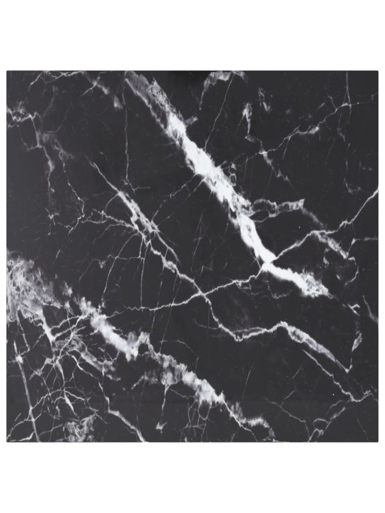 Galda virsma, melna, 80x80 cm, 6 mm, stikls ar marmora dizainu