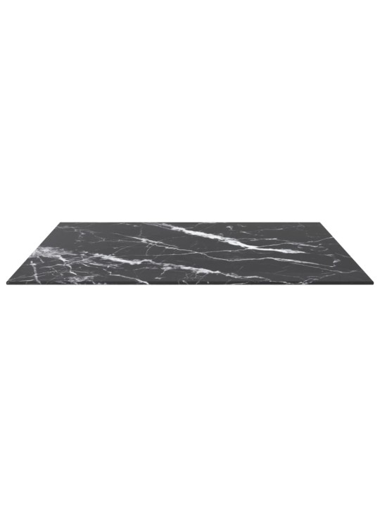 Galda virsma, melna, 80x80 cm, 6 mm, stikls ar marmora dizainu