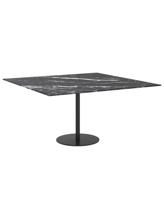 Galda virsma, melna, 80x80 cm, 6 mm, stikls ar marmora dizainu