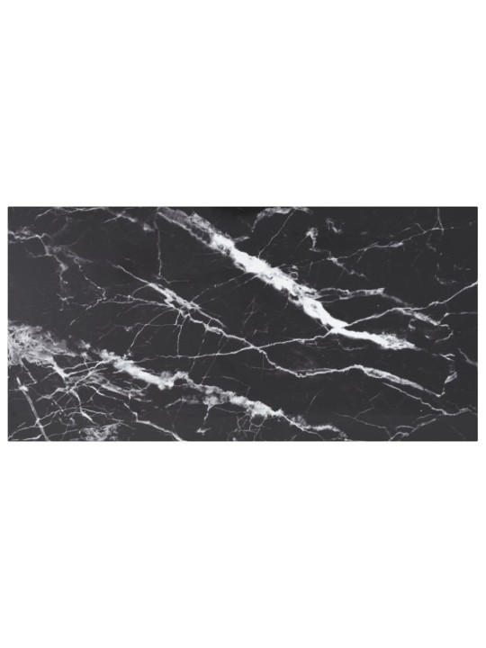 Galda virsma, melna, 100x50 cm, 6 mm, stikls ar marmora dizainu