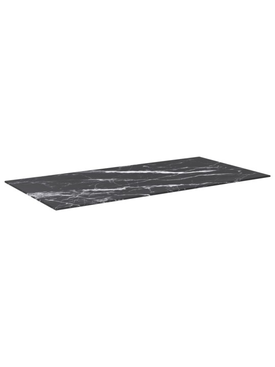 Galda virsma, melna, 100x50 cm, 6 mm, stikls ar marmora dizainu
