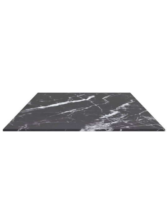 Galda virsma, melna, 100x50 cm, 6 mm, stikls ar marmora dizainu