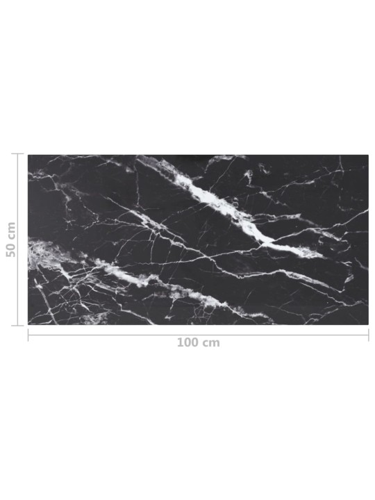 Galda virsma, melna, 100x50 cm, 6 mm, stikls ar marmora dizainu