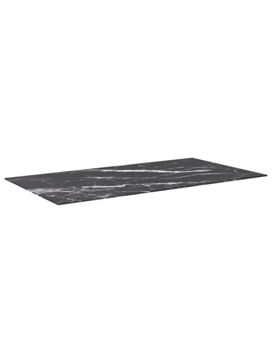 Galda virsma, melna, 120x65 cm, 8 mm, stikls ar marmora dizainu