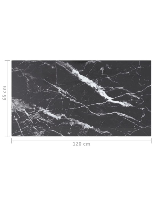 Galda virsma, melna, 120x65 cm, 8 mm, stikls ar marmora dizainu