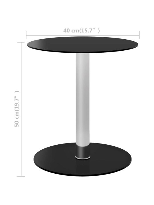 Kafijas galdiņš, melns, 40 cm, rūdīts stikls