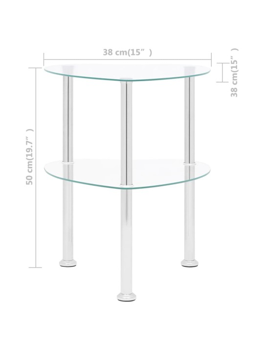 2 līmeņu galdiņš, 38x38x50 cm, caurspīdīgs, rūdīts stikls