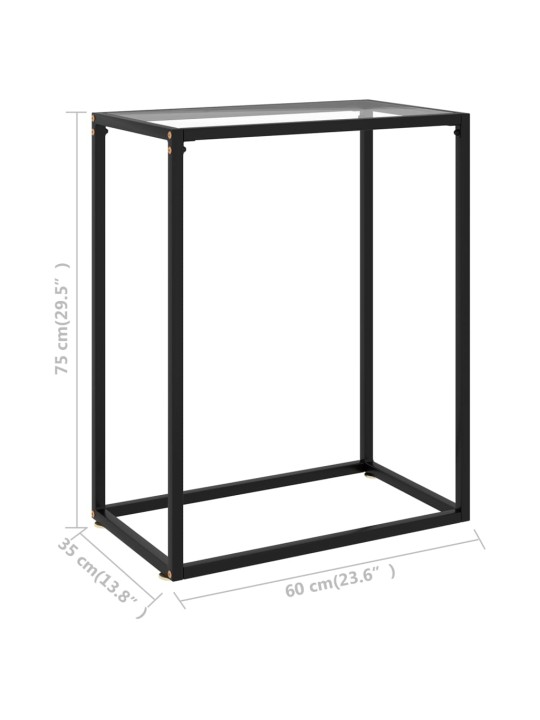 Konsoles galdiņš, 60x35x75 cm, rūdīts stikls, caurspīdīgs