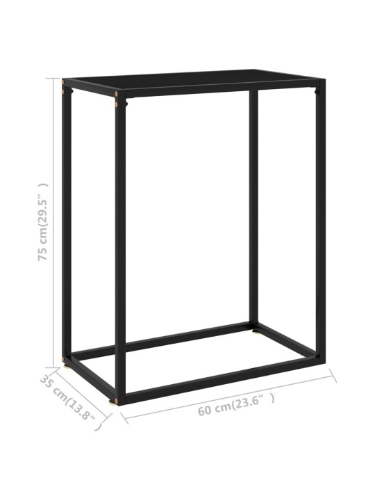 Konsoles galdiņš, melns, 60x35x75 cm, rūdīts stikls