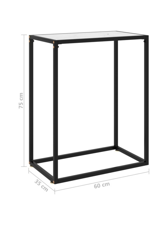Konsoles galdiņš, balts, 60x35x75 cm, rūdīts stikls