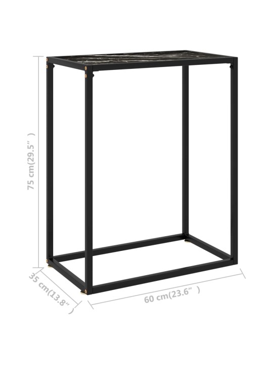 Konsoles galdiņš, melns, 60x35x75 cm, rūdīts stikls