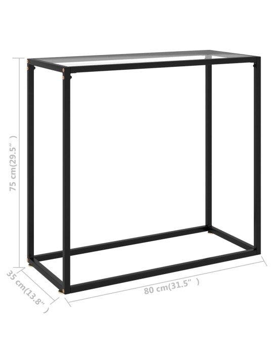 Konsoles galdiņš, 80x35x75 cm, rūdīts stikls, caurspīdīgs