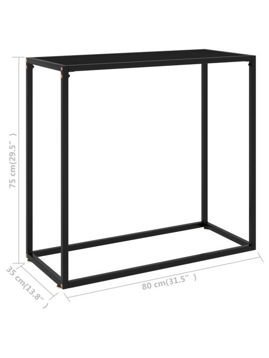Konsoles galdiņš, melns, 80x35x75 cm, rūdīts stikls
