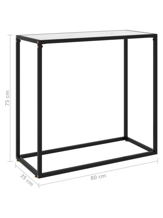 Konsoles galdiņš, balts, 80x35x75 cm, rūdīts stikls