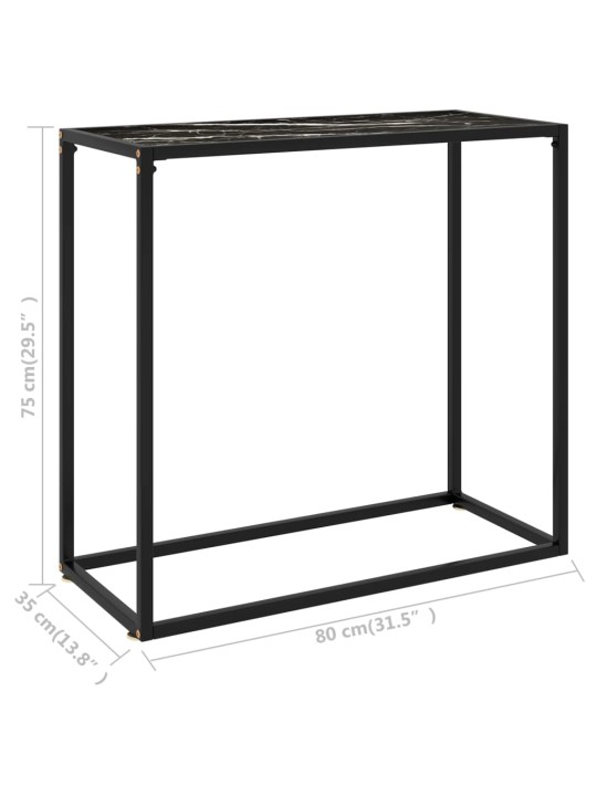 Konsoles galdiņš, melns, 80x35x75 cm, rūdīts stikls