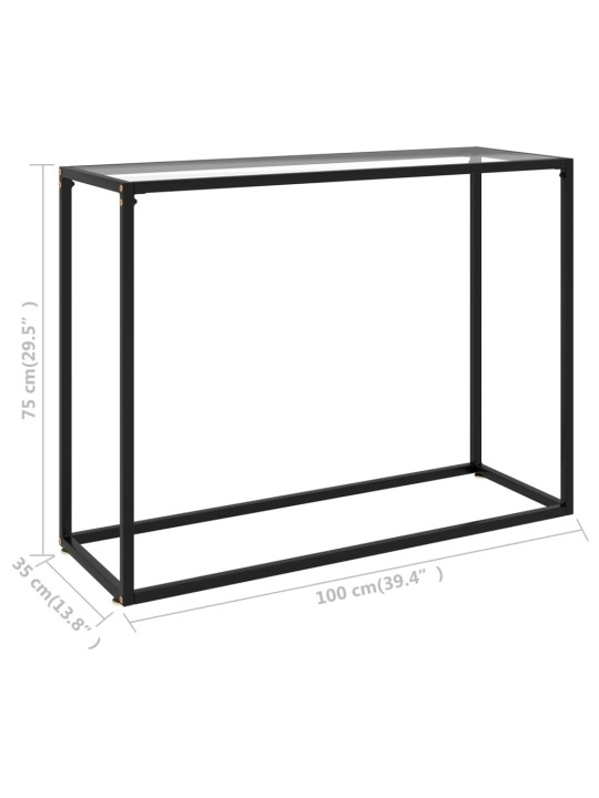 Konsoles galdiņš, 100x35x75 cm, rūdīts stikls, caurspīdīgs