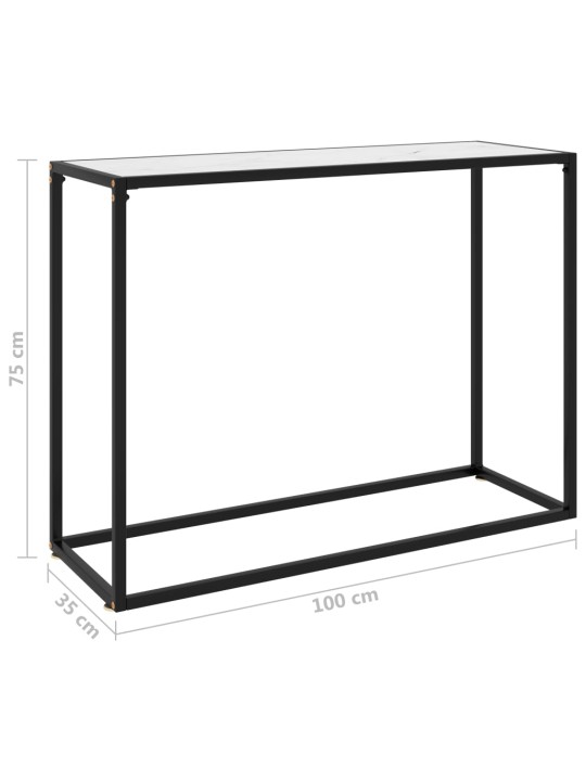 Konsoles galdiņš, balts, 100x35x75 cm, rūdīts stikls