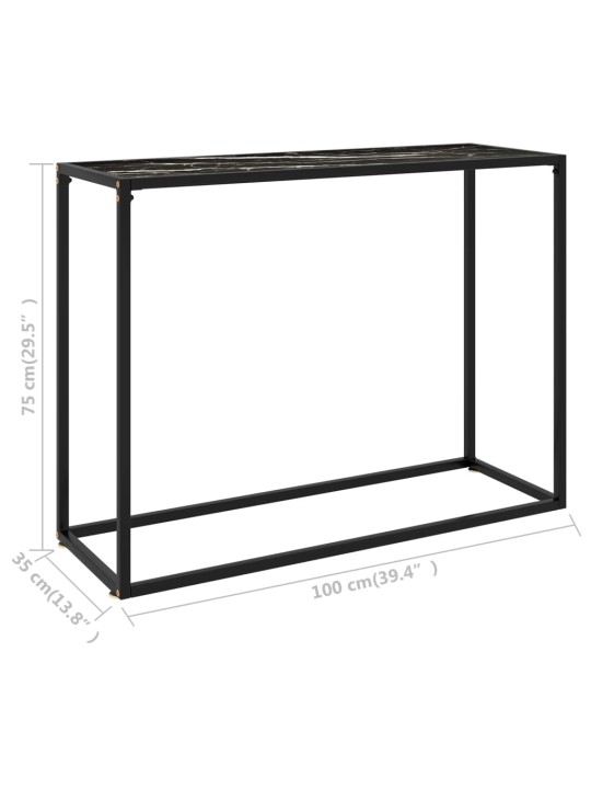Konsoles galdiņš, melns, 100x35x75 cm, rūdīts stikls
