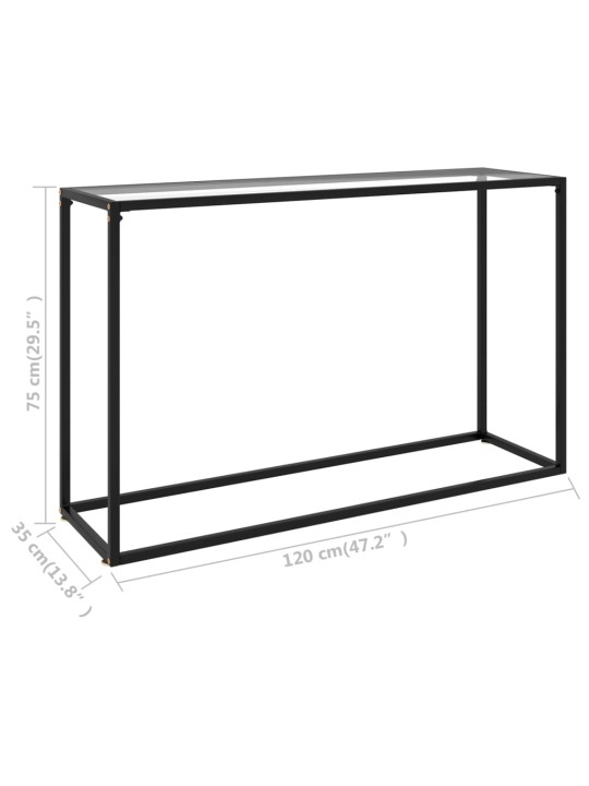 Konsoles galdiņš, 120x35x75 cm, rūdīts stikls, caurspīdīgs