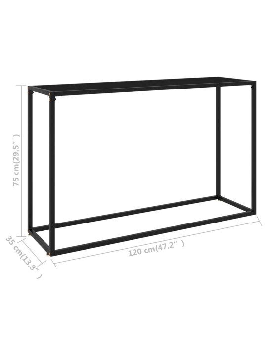 Konsoles galdiņš, melns, 120x35x75 cm, rūdīts stikls