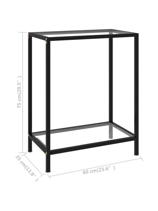 Konsoles galdiņš, 60x35x75 cm, rūdīts stikls, caurspīdīgs