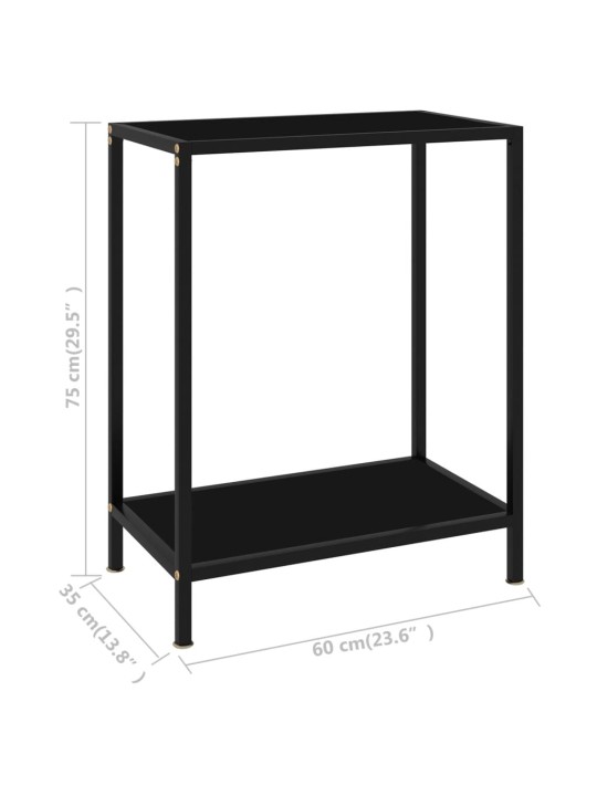 Konsoles galdiņš, melns, 60x35x75 cm, rūdīts stikls
