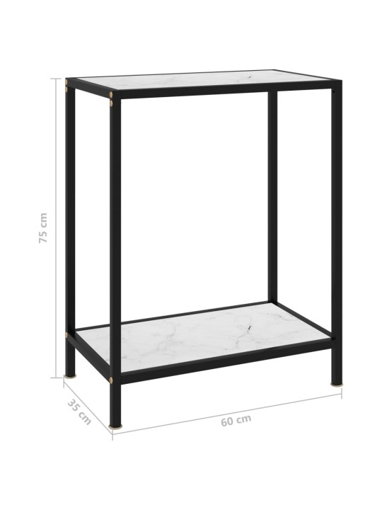 Konsoles galdiņš, balts, 60x35x75 cm, rūdīts stikls