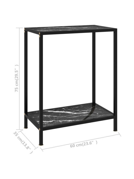 Konsoles galdiņš, melns, 60x35x75 cm, rūdīts stikls