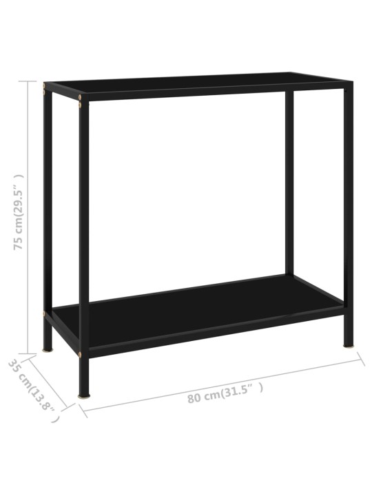 Konsoles galdiņš, melns, 80x35x75 cm, rūdīts stikls