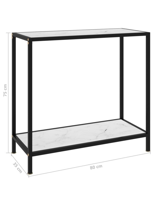 Konsoles galdiņš, balts, 80x35x75 cm, rūdīts stikls