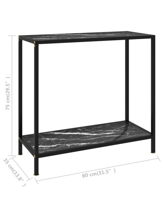 Konsoles galdiņš, melns, 80x35x75 cm, rūdīts stikls