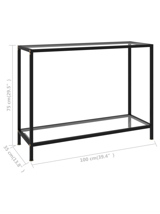 Konsoles galdiņš, 100x35x75 cm, rūdīts stikls, caurspīdīgs