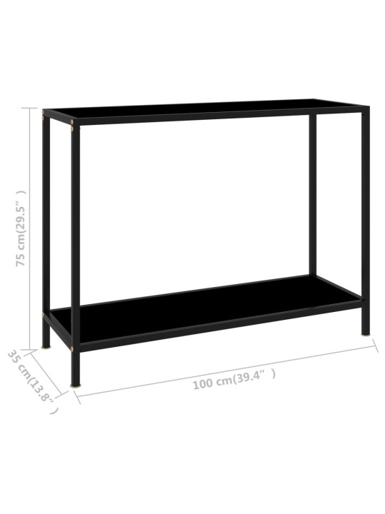 Konsoles galdiņš, melns, 100x35x75 cm, rūdīts stikls
