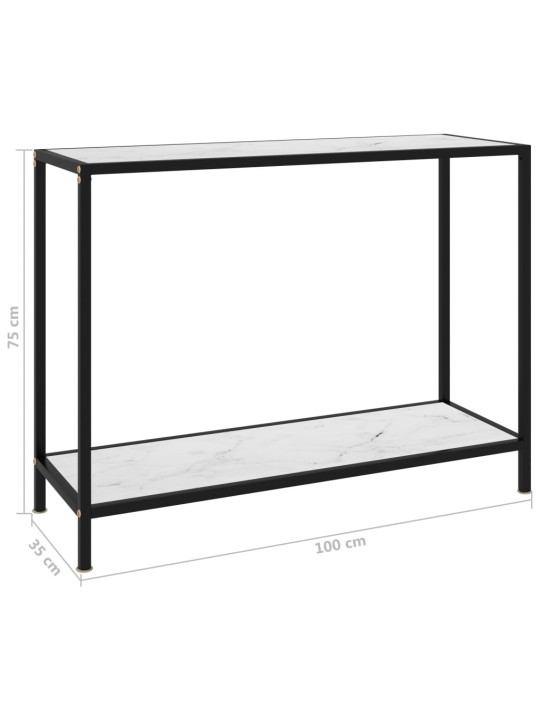 Konsoles galdiņš, balts, 100x35x75 cm, rūdīts stikls