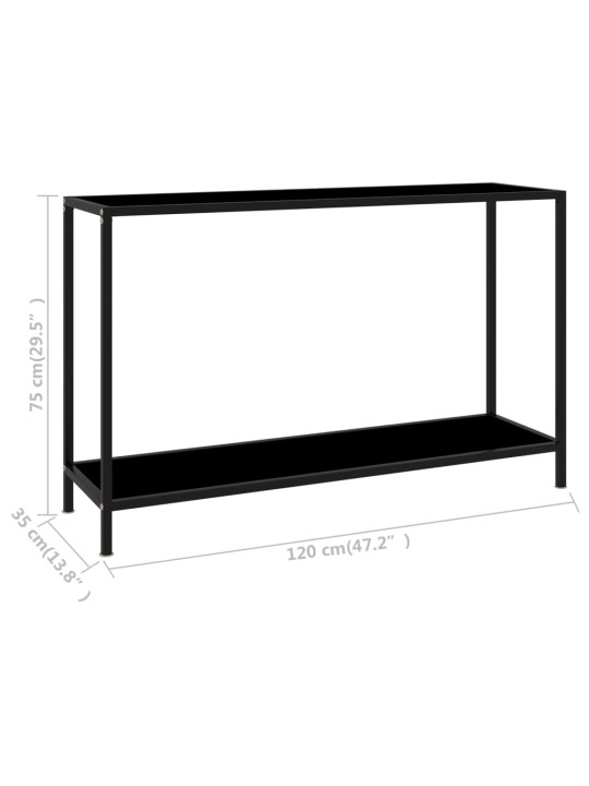 Konsoles galdiņš, melns, 120x35x75 cm, rūdīts stikls