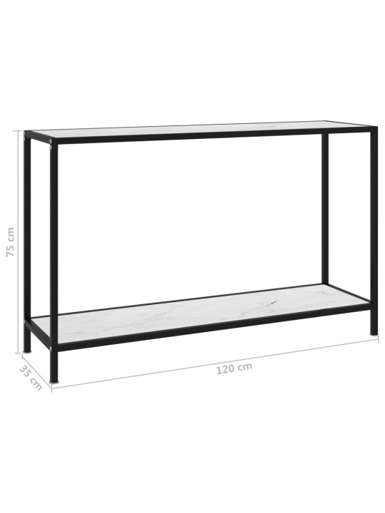 Konsoles galdiņš, balts, 120x35x75 cm, rūdīts stikls