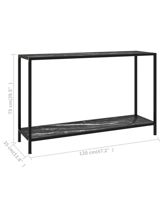 Konsoles galdiņš, melns, 120x35x75 cm, rūdīts stikls