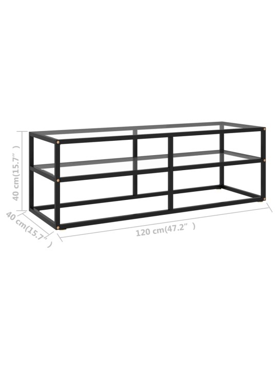 Tv galdiņš, melns, 120x40x40 cm, rūdīts stikls