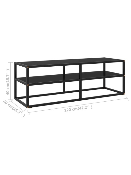 Tv galdiņš, melns, 120x40x40 cm, stikls