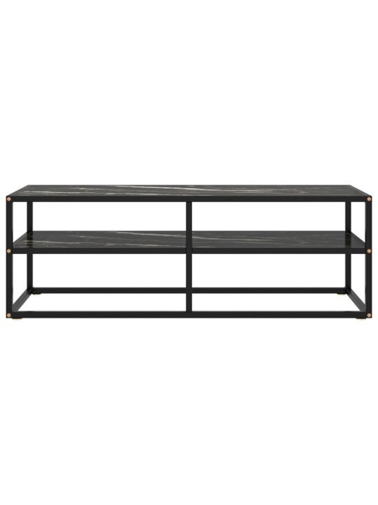 Tv galdiņš, melns marmora raksts, 120x40x40 cm, stikls