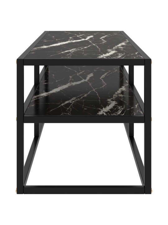 Tv galdiņš, melns marmora raksts, 120x40x40 cm, stikls