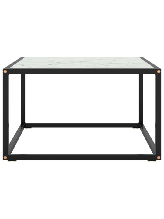 Kafijas galdiņš, 60x60x35 cm, melnbalts marmora raksts, stikls