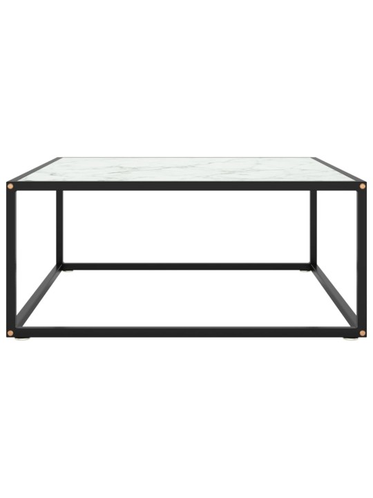 Kafijas galdiņš, 80x80x35 cm, melnbalts marmora raksts, stikls