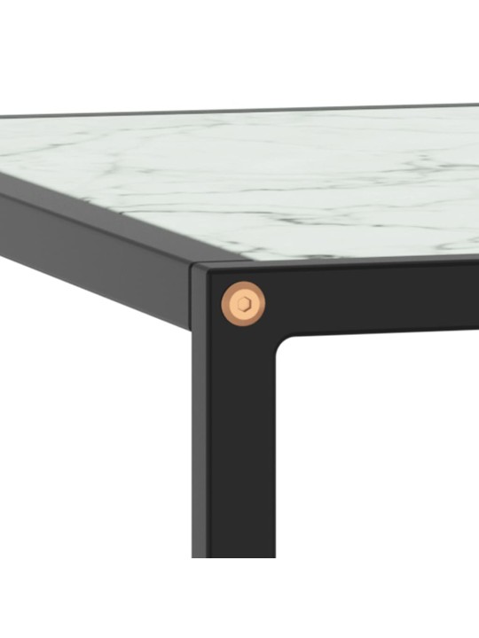 Kafijas galdiņš, 80x80x35 cm, melnbalts marmora raksts, stikls
