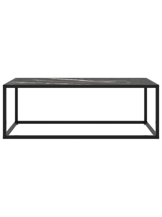 Kafijas galdiņš, 100x50x35 cm, melns marmora raksts, stikls
