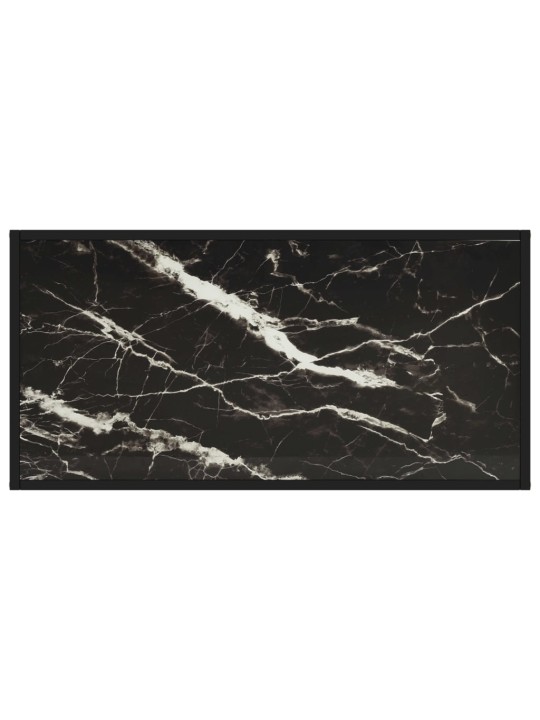 Kafijas galdiņš, 100x50x35 cm, melns marmora raksts, stikls