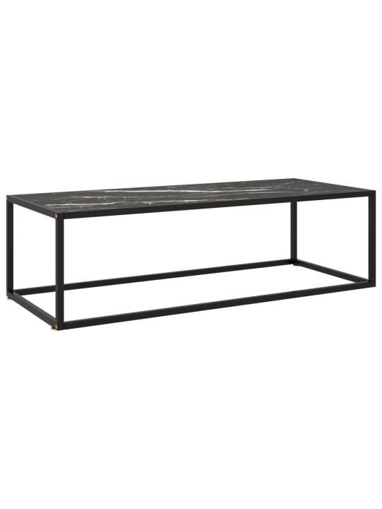 Kafijas galdiņš, 120x50x35 cm, melns marmora raksts, stikls